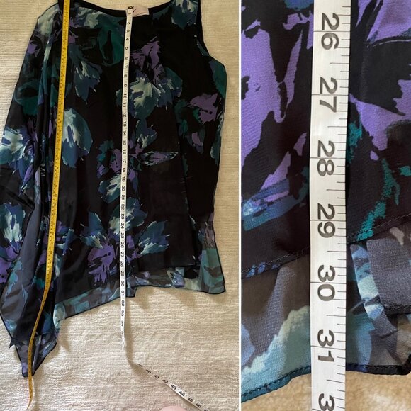 V by Vanessa Williams Asymmetrical Womens Flutter Blouse Sz 1X Floral - Picture 9 of 11